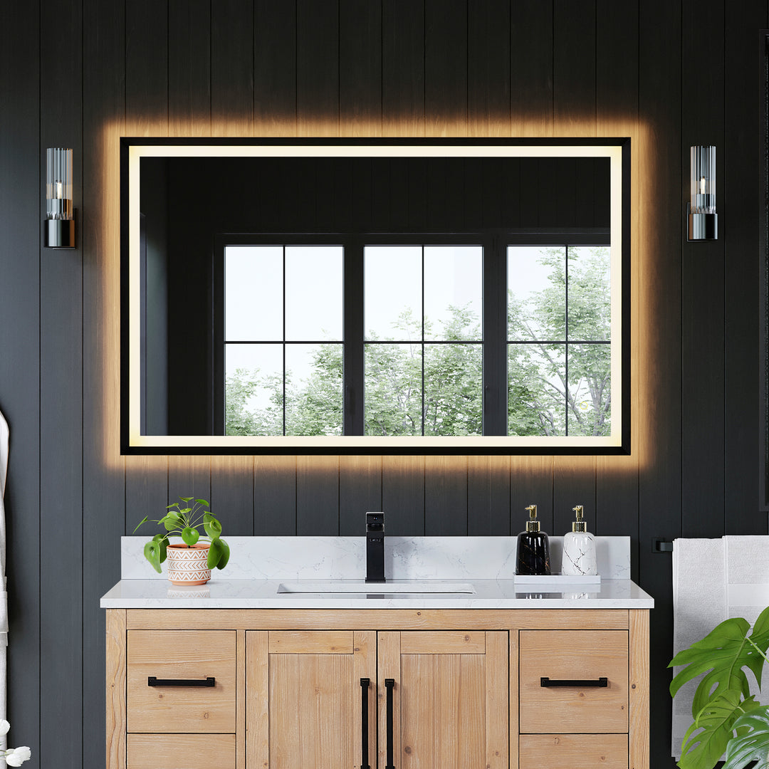Apollo Rectangular Anti-Fog Dimmable Modern Bathroom/Vanity LED Lighted Wall Mirror in Aluminum Framed