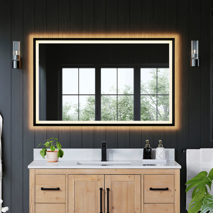 Apollo Rectangular Anti-Fog Dimmable Modern Bathroom/Vanity LED Lighted Wall Mirror in Aluminum Framed