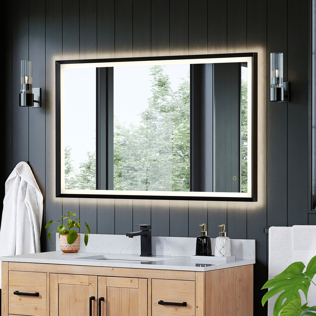 Apollo Rectangular Anti-Fog Dimmable Modern Bathroom/Vanity LED Lighted Wall Mirror in Aluminum Framed