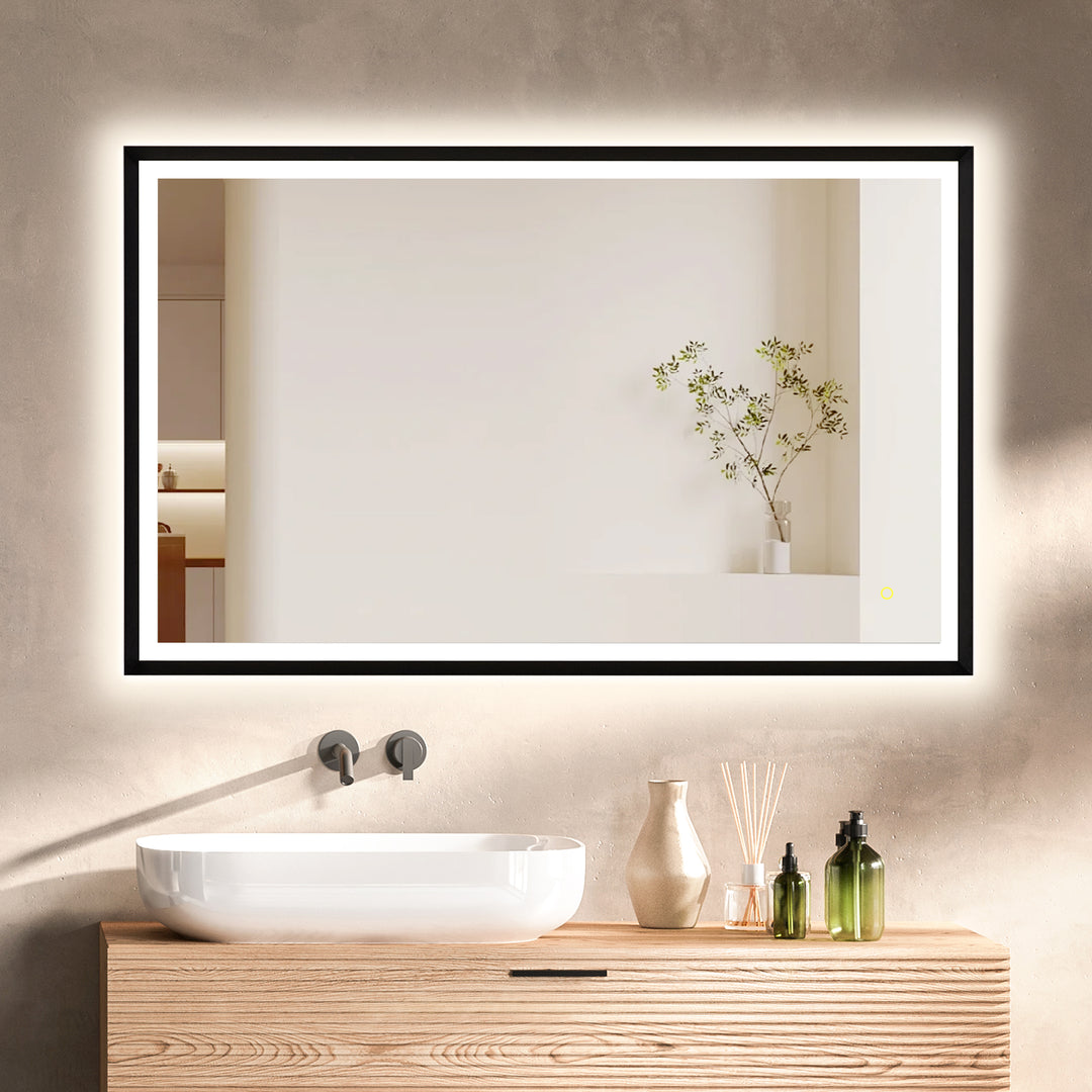 Apollo Rectangular Anti-Fog Dimmable Modern Bathroom/Vanity LED Lighted Wall Mirror in Aluminum Framed
