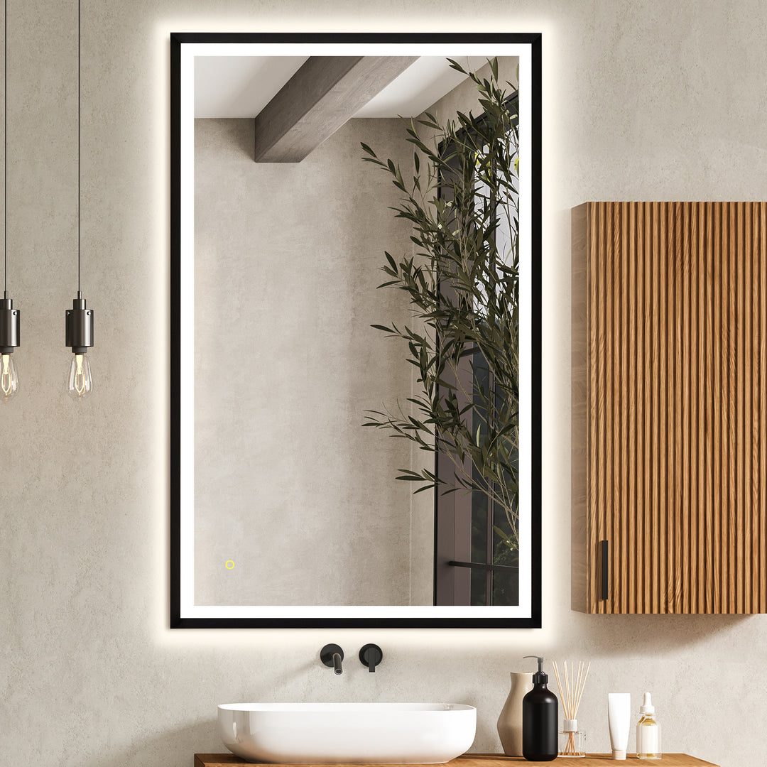 Apollo Rectangular Anti-Fog Dimmable Modern Bathroom/Vanity LED Lighted Wall Mirror in Aluminum Framed