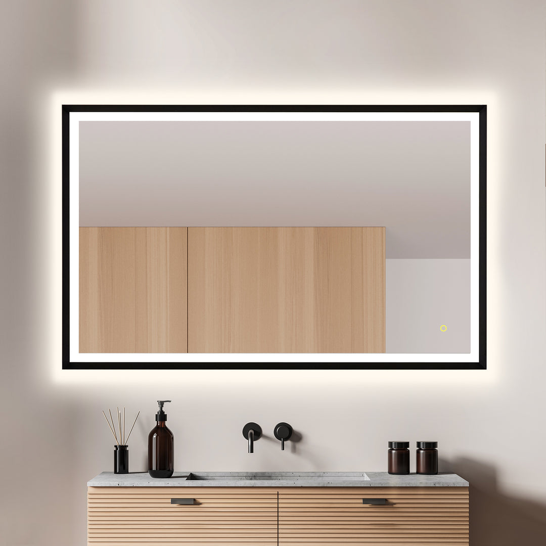 Apollo Rectangular Anti-Fog Dimmable Modern Bathroom/Vanity LED Lighted Wall Mirror in Aluminum Framed