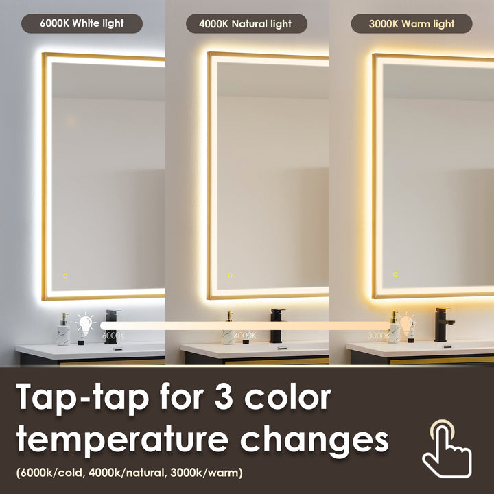 Apollo Rectangular Anti-Fog Dimmable Modern Bathroom/Vanity LED Lighted Wall Mirror in Aluminum Framed