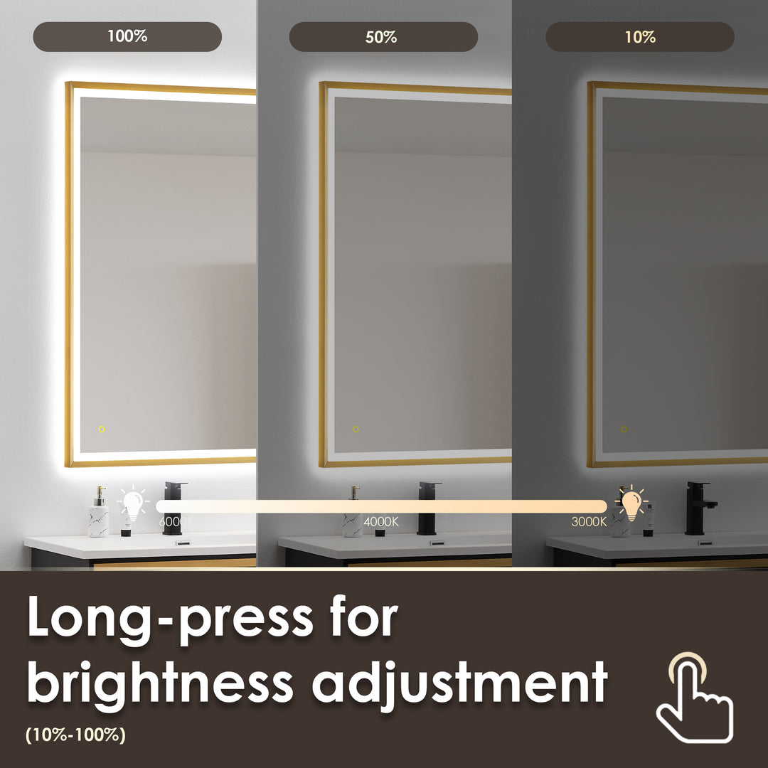 Apollo Rectangular Anti-Fog Dimmable Modern Bathroom/Vanity LED Lighted Wall Mirror in Aluminum Framed