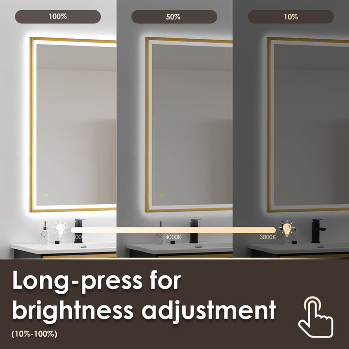 Apollo Rectangular Anti-Fog Dimmable Modern Bathroom/Vanity LED Lighted Wall Mirror in Aluminum Framed