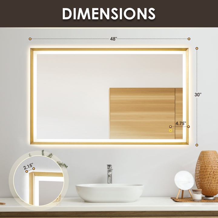 Apollo Rectangular Anti-Fog Dimmable Modern Bathroom/Vanity LED Lighted Wall Mirror in Aluminum Framed