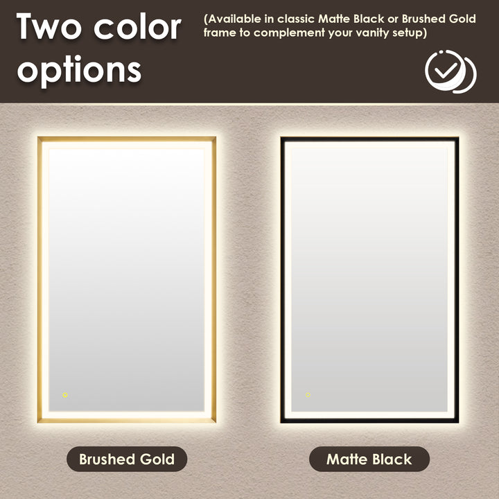 Apollo Rectangular Anti-Fog Dimmable Modern Bathroom/Vanity LED Lighted Wall Mirror in Aluminum Framed