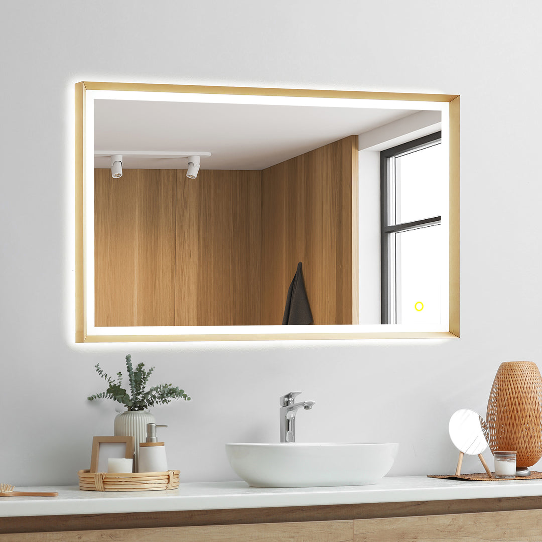Apollo Rectangular Anti-Fog Dimmable Modern Bathroom/Vanity LED Lighted Wall Mirror in Aluminum Framed