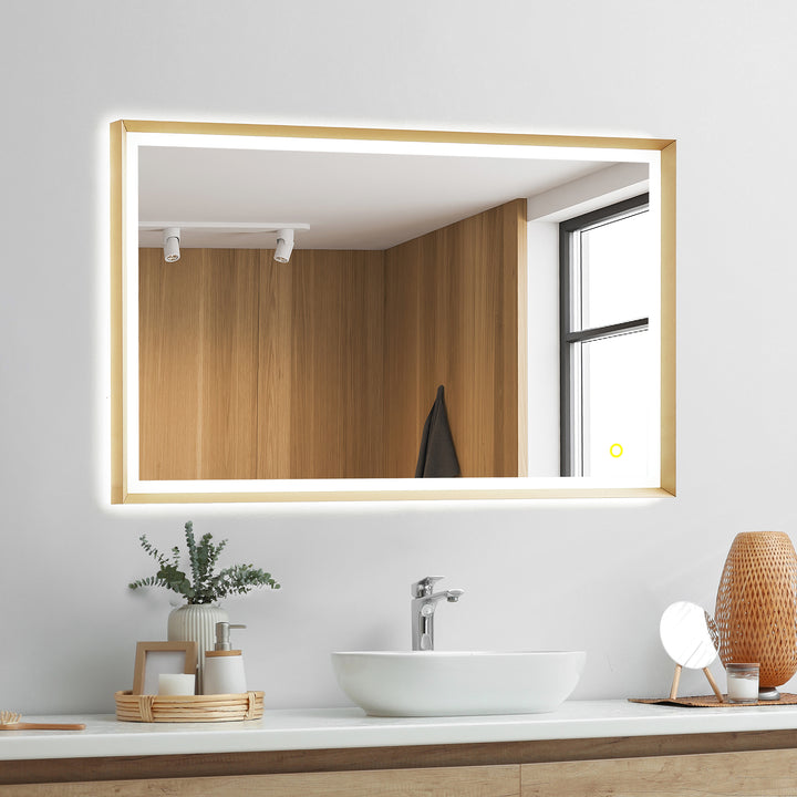 Apollo Rectangular Anti-Fog Dimmable Modern Bathroom/Vanity LED Lighted Wall Mirror in Aluminum Framed