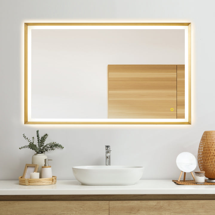Apollo Rectangular Anti-Fog Dimmable Modern Bathroom/Vanity LED Lighted Wall Mirror in Aluminum Framed