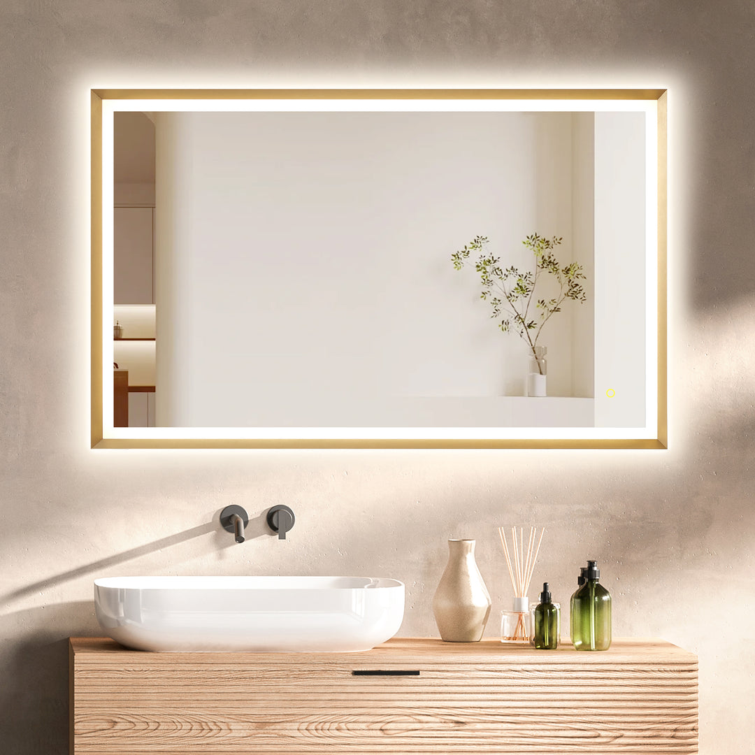 Apollo Rectangular Anti-Fog Dimmable Modern Bathroom/Vanity LED Lighted Wall Mirror in Aluminum Framed
