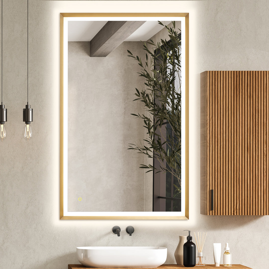 Apollo Rectangular Anti-Fog Dimmable Modern Bathroom/Vanity LED Lighted Wall Mirror in Aluminum Framed