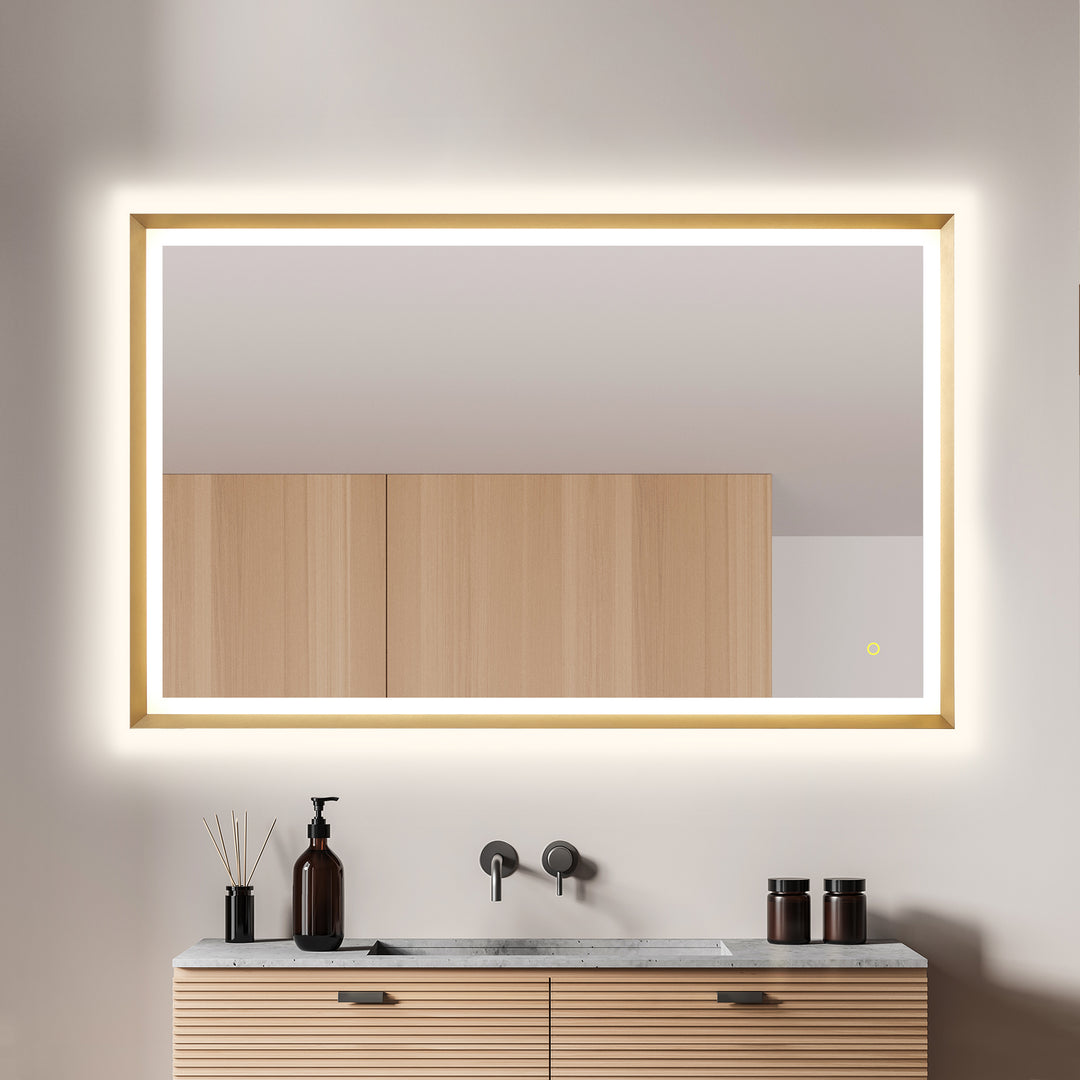 Apollo Rectangular Anti-Fog Dimmable Modern Bathroom/Vanity LED Lighted Wall Mirror in Aluminum Framed