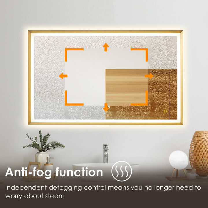 Apollo Rectangular Anti-Fog Dimmable Modern Bathroom/Vanity LED Lighted Wall Mirror in Aluminum Framed
