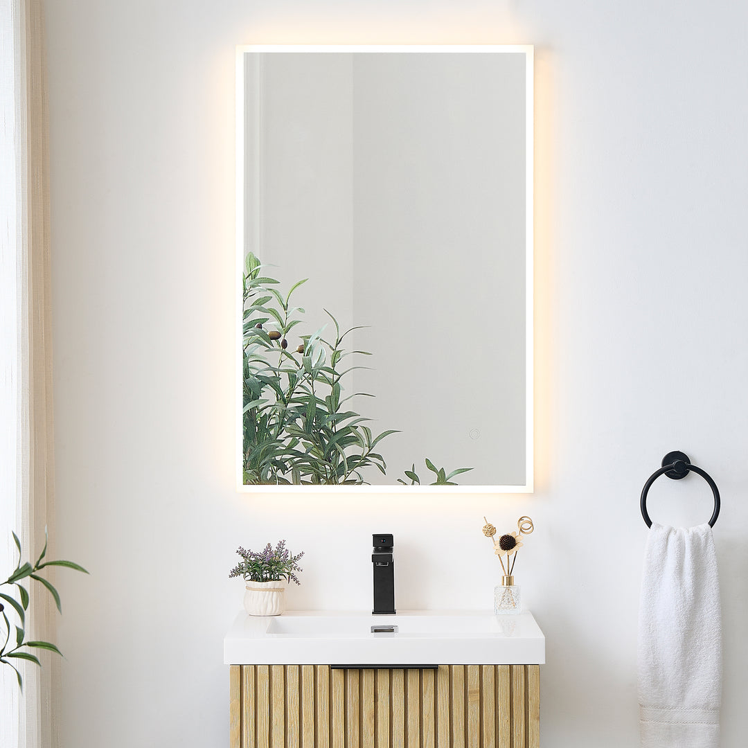 Aurora Rectangular Framelesss Anti-Fog Dimmable Modern Bathroom/Vanity LED Lighted Wall Mirror