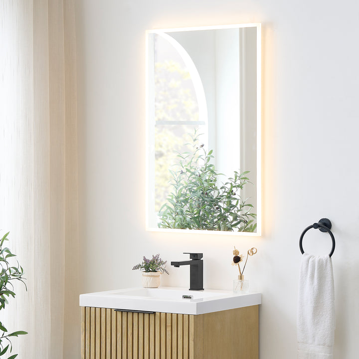 Aurora Rectangular Framelesss Anti-Fog Dimmable Modern Bathroom/Vanity LED Lighted Wall Mirror