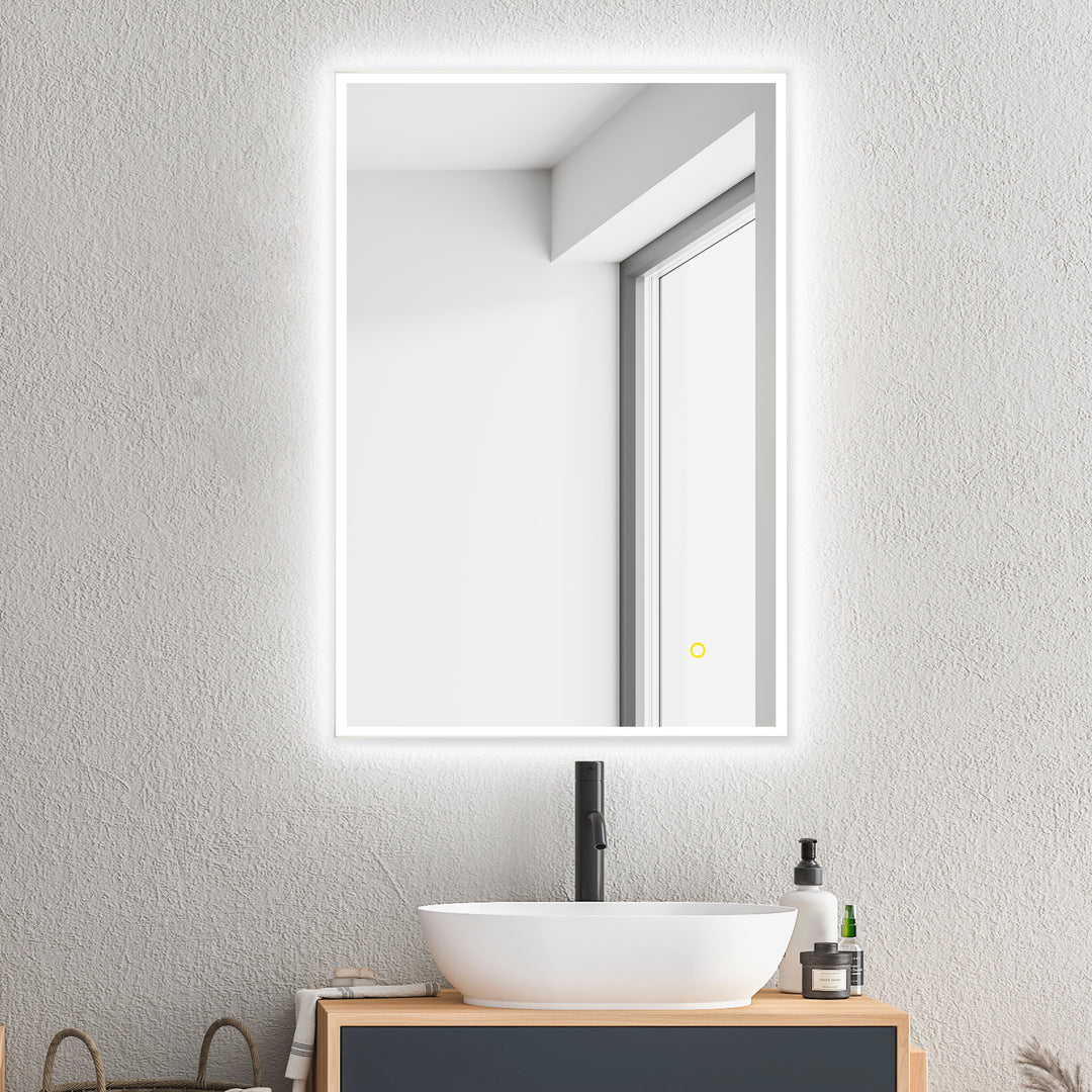 Aurora Rectangular Framelesss Anti-Fog Dimmable Modern Bathroom/Vanity LED Lighted Wall Mirror