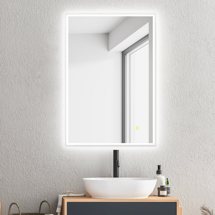 Aurora Rectangular Framelesss Anti-Fog Dimmable Modern Bathroom/Vanity LED Lighted Wall Mirror