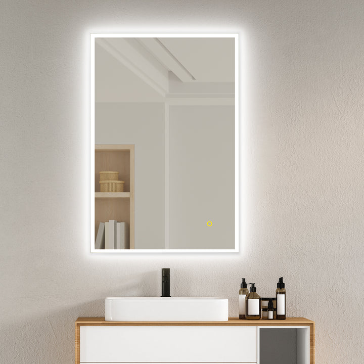 Aurora Rectangular Framelesss Anti-Fog Dimmable Modern Bathroom/Vanity LED Lighted Wall Mirror