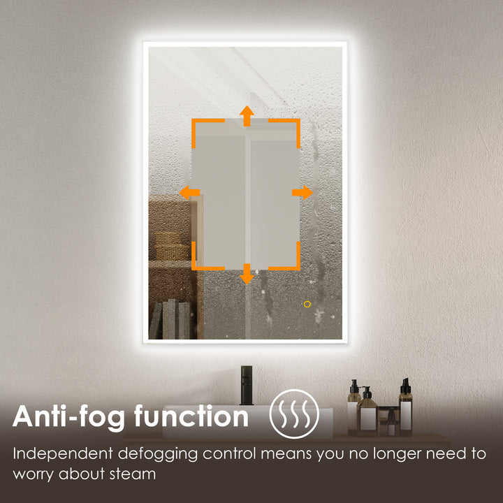 Aurora Rectangular Framelesss Anti-Fog Dimmable Modern Bathroom/Vanity LED Lighted Wall Mirror