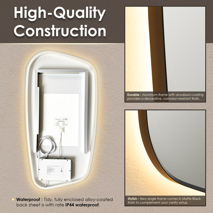 Florian Novelty 26"x48" Anti-Fog Dimmable Modern Bathroom/Vanity LED Lighted Wall Mirror in Aluminum Framed