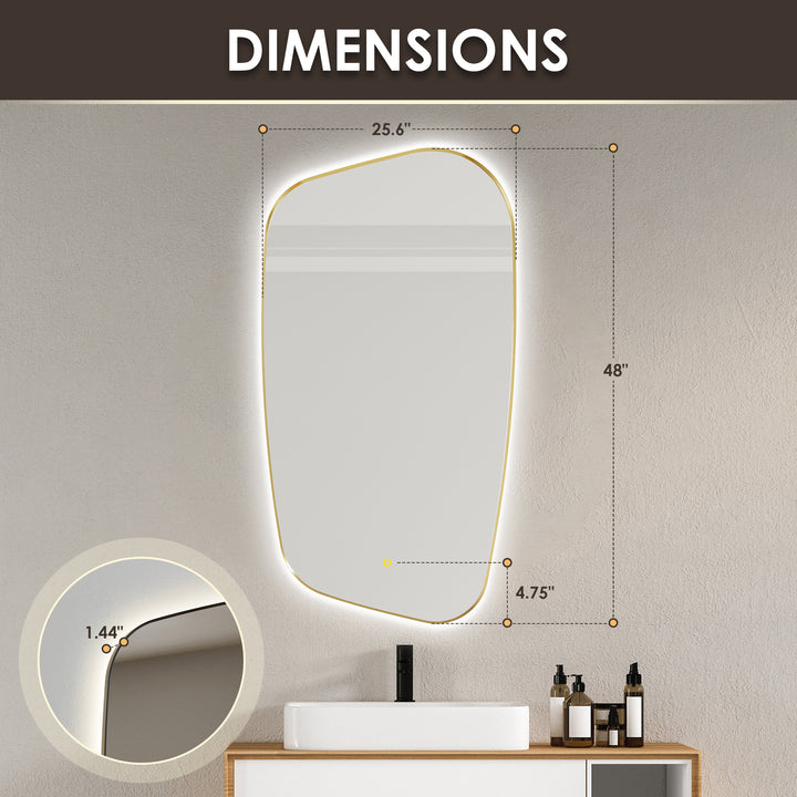 Florian Novelty 26"x48" Anti-Fog Dimmable Modern Bathroom/Vanity LED Lighted Wall Mirror in Aluminum Framed