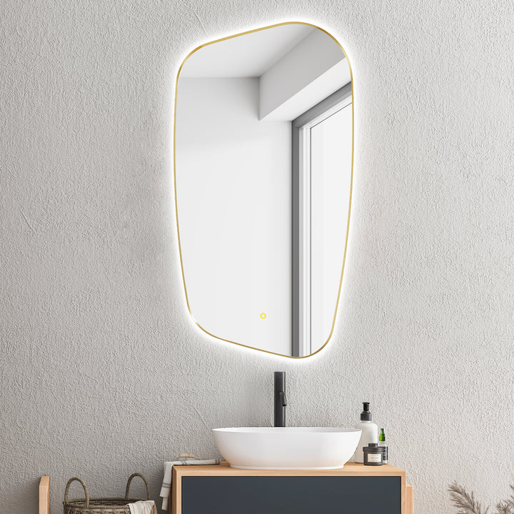 Florian Novelty 26"x48" Anti-Fog Dimmable Modern Bathroom/Vanity LED Lighted Wall Mirror in Aluminum Framed