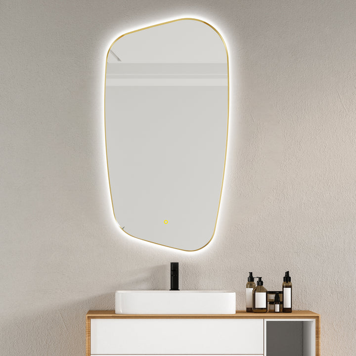 Florian Novelty 26"x48" Anti-Fog Dimmable Modern Bathroom/Vanity LED Lighted Wall Mirror in Aluminum Framed