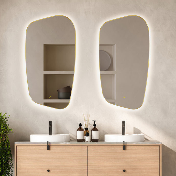Florian Novelty 26"x48" Anti-Fog Dimmable Modern Bathroom/Vanity LED Lighted Wall Mirror in Aluminum Framed
