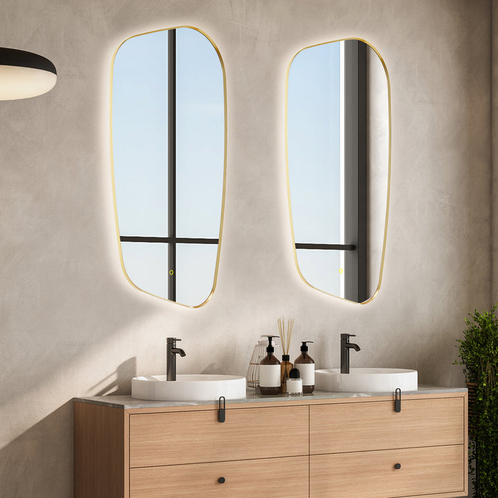 Florian Novelty 26"x48" Anti-Fog Dimmable Modern Bathroom/Vanity LED Lighted Wall Mirror in Aluminum Framed