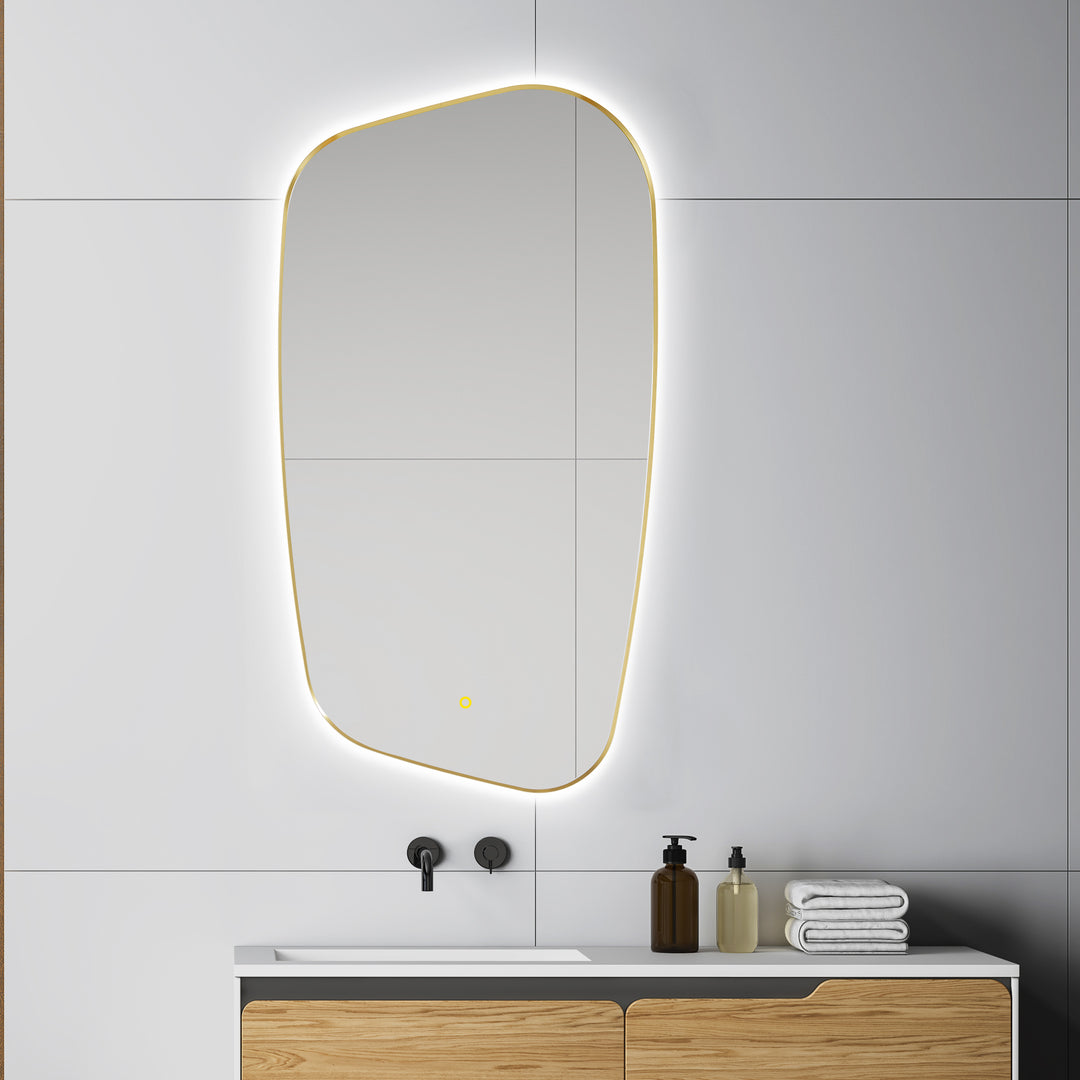 Florian Novelty 26"x48" Anti-Fog Dimmable Modern Bathroom/Vanity LED Lighted Wall Mirror in Aluminum Framed