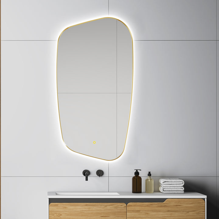 Florian Novelty 26"x48" Anti-Fog Dimmable Modern Bathroom/Vanity LED Lighted Wall Mirror in Aluminum Framed