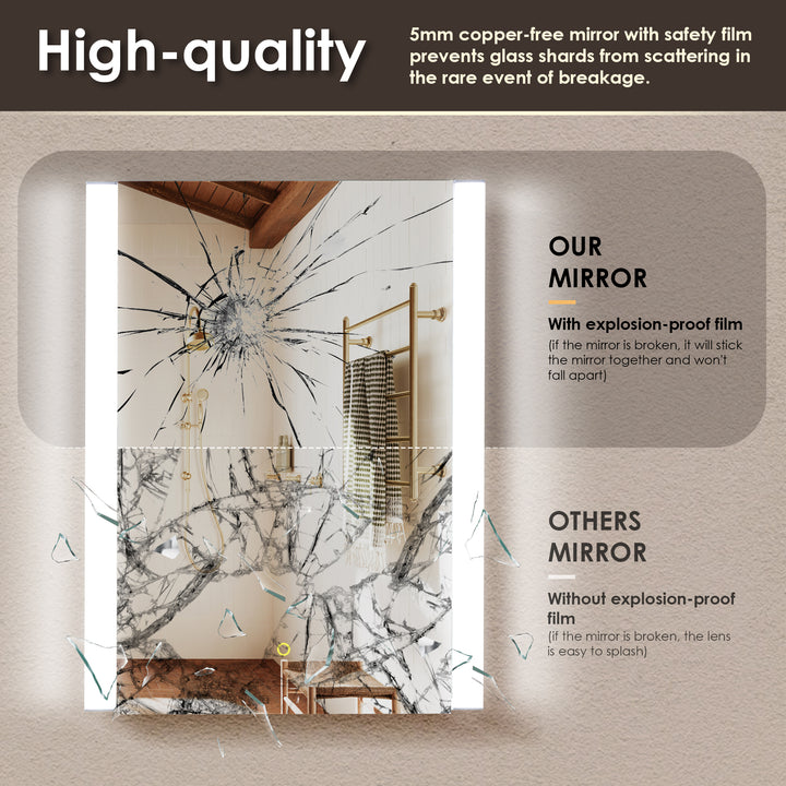 Serra Rectangular Frameless Surface-Mount LED Lighted Bathroom Aluminum Mirror Medicine Cabinet