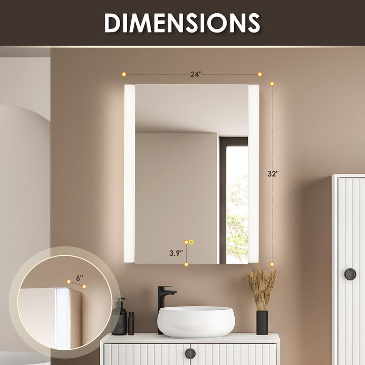 Serra Rectangular Frameless Surface-Mount LED Lighted Bathroom Aluminum Mirror Medicine Cabinet