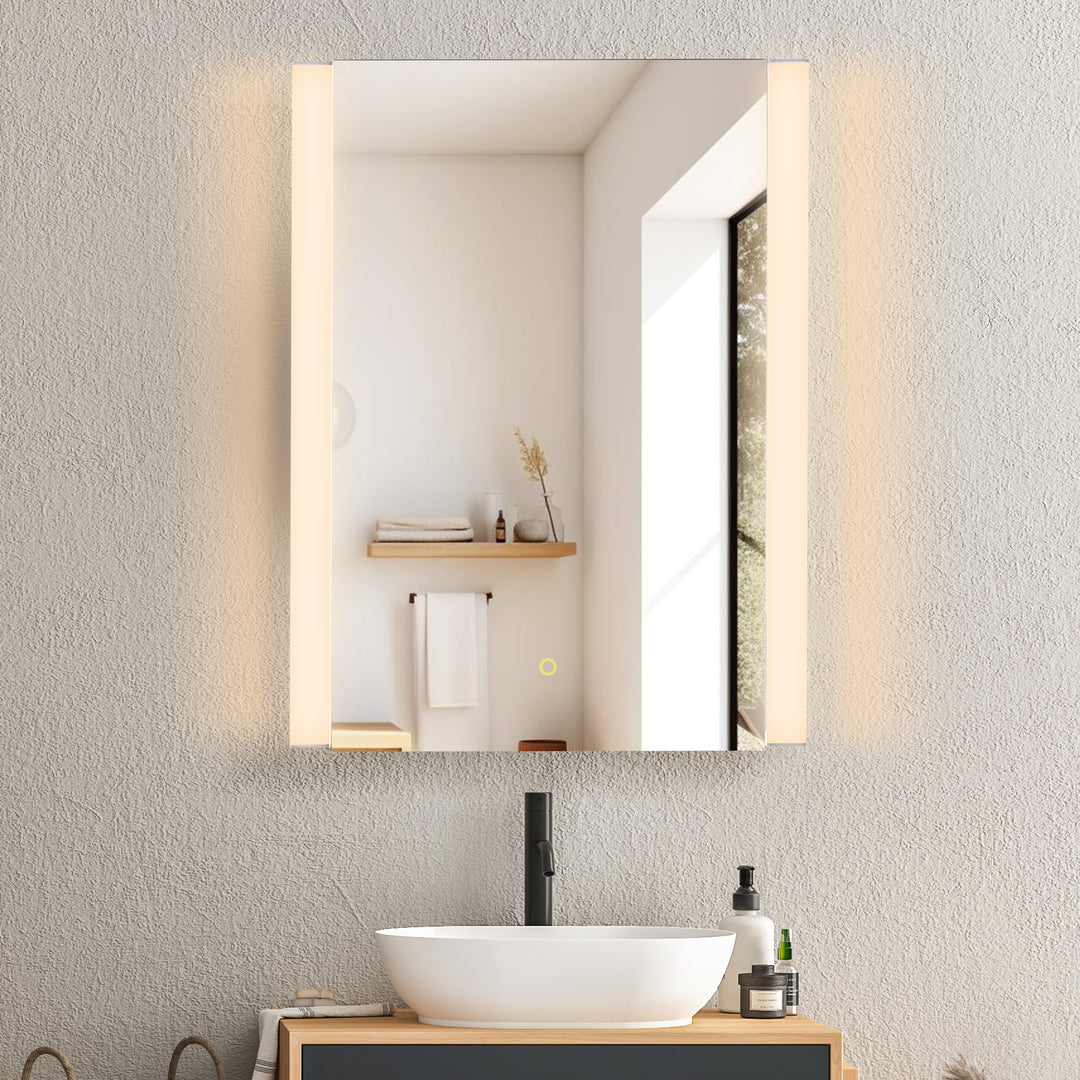 Serra Rectangular Frameless Surface-Mount LED Lighted Bathroom Aluminum Mirror Medicine Cabinet