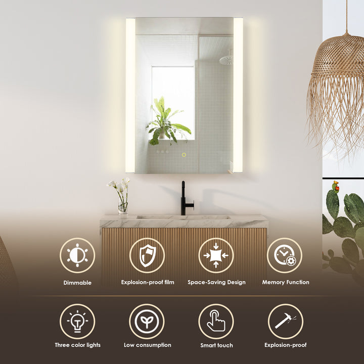 Serra Rectangular Frameless Surface-Mount LED Lighted Bathroom Aluminum Mirror Medicine Cabinet