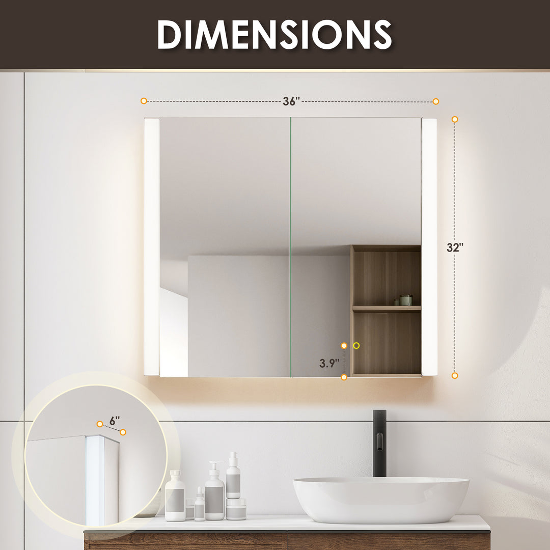 Serra Rectangular Frameless Surface-Mount LED Lighted Bathroom Aluminum Mirror Medicine Cabinet