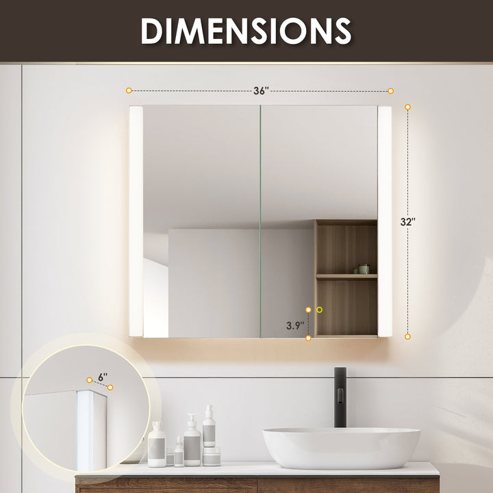 Serra Rectangular Frameless Surface-Mount LED Lighted Bathroom Aluminum Mirror Medicine Cabinet
