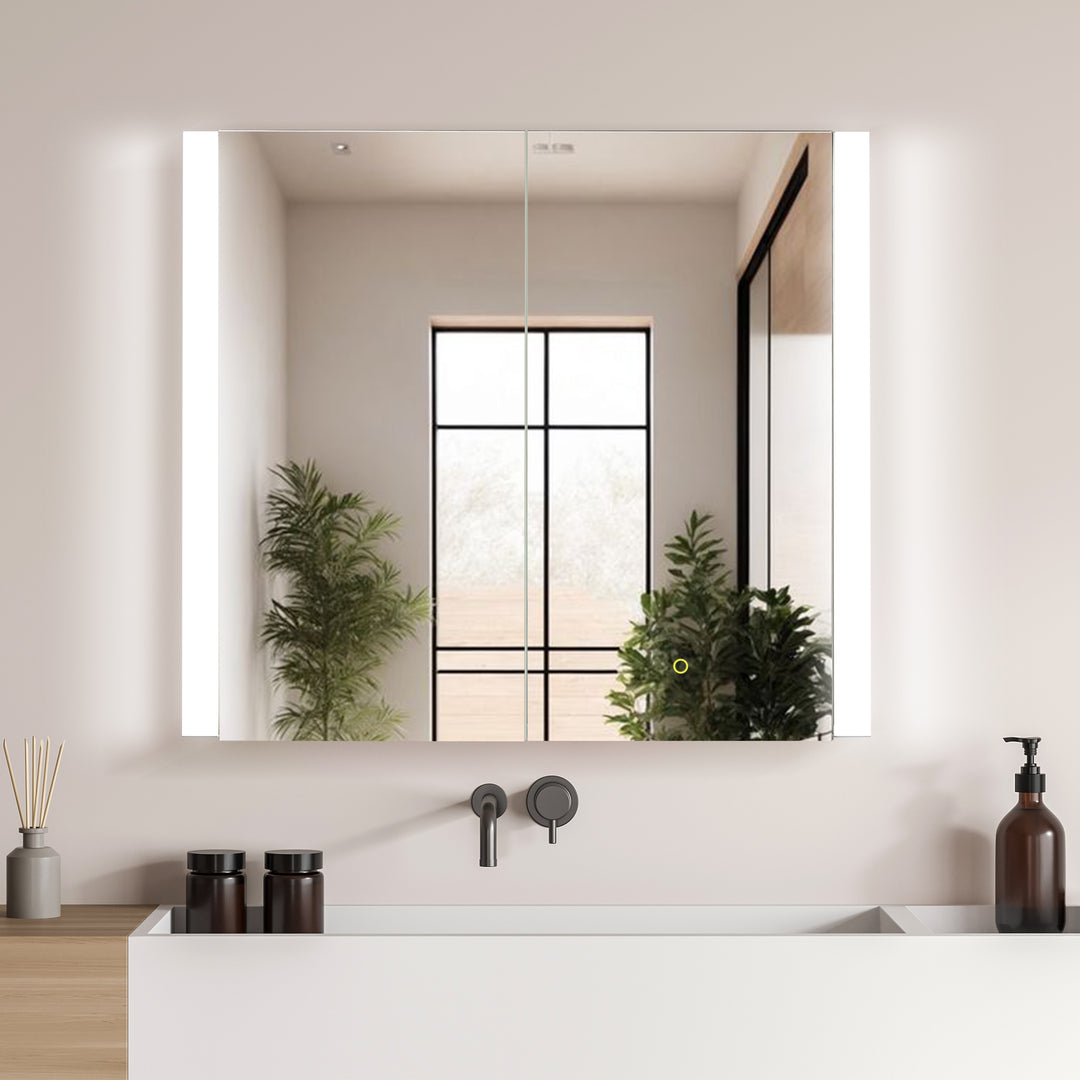 Serra Rectangular Frameless Surface-Mount LED Lighted Bathroom Aluminum Mirror Medicine Cabinet