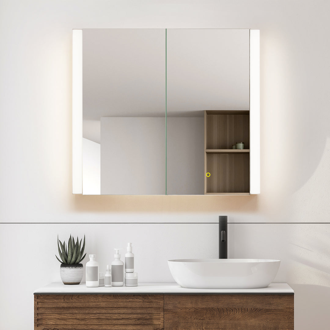 Serra Rectangular Frameless Surface-Mount LED Lighted Bathroom Aluminum Mirror Medicine Cabinet