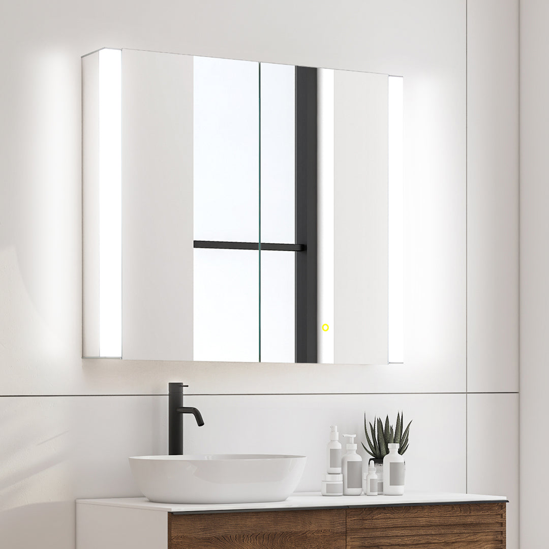 Serra Rectangular Frameless Surface-Mount LED Lighted Bathroom Aluminum Mirror Medicine Cabinet
