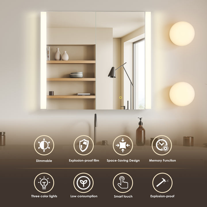 Serra Rectangular Frameless Surface-Mount LED Lighted Bathroom Aluminum Mirror Medicine Cabinet
