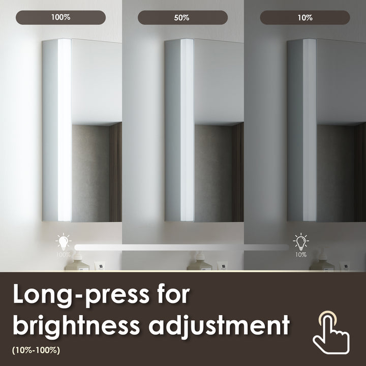 Serra Rectangular Frameless Surface-Mount LED Lighted Bathroom Aluminum Mirror Medicine Cabinet