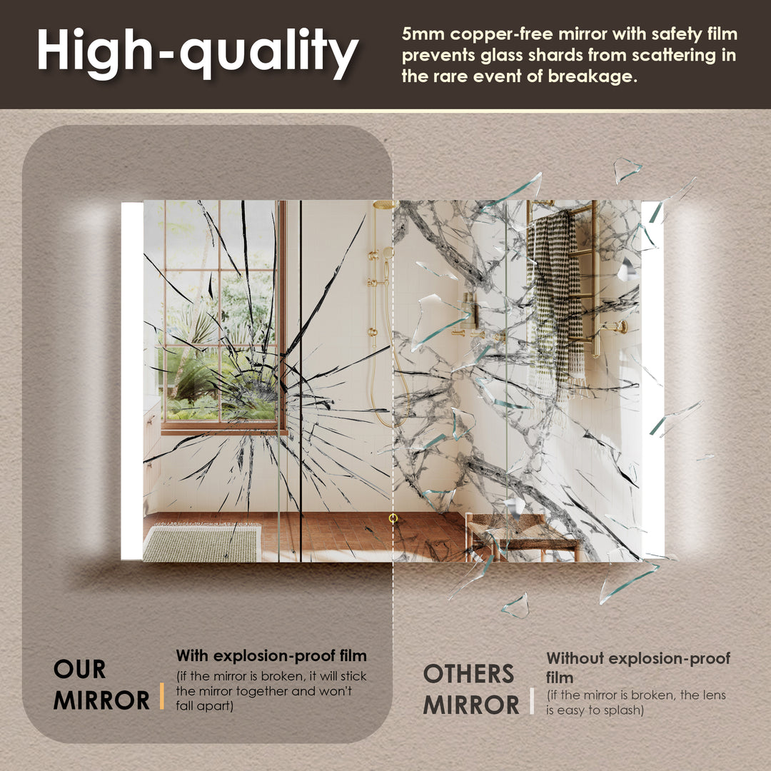 Serra Rectangular Frameless Surface-Mount LED Lighted Bathroom Aluminum Mirror Medicine Cabinet