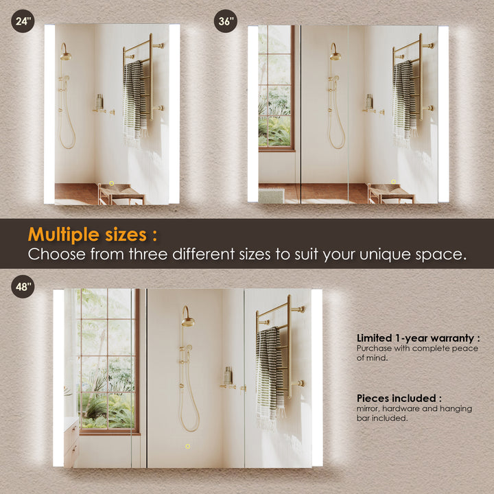Serra Rectangular Frameless Surface-Mount LED Lighted Bathroom Aluminum Mirror Medicine Cabinet