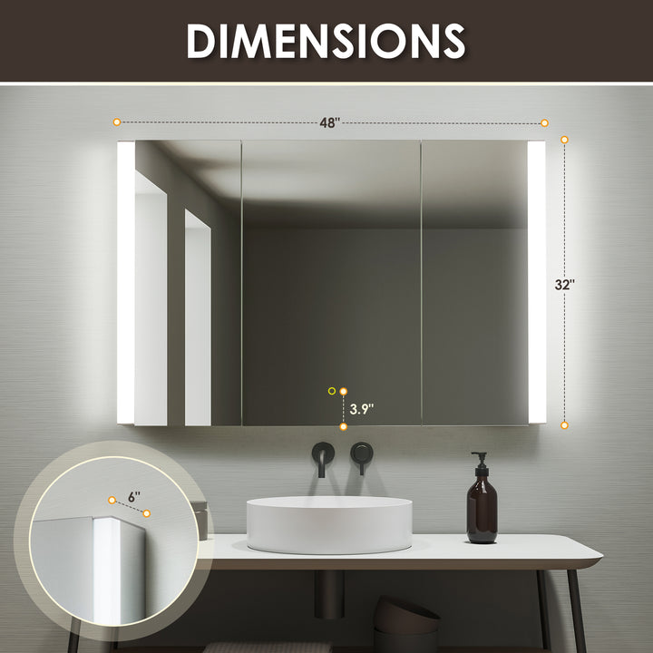 Serra Rectangular Frameless Surface-Mount LED Lighted Bathroom Aluminum Mirror Medicine Cabinet