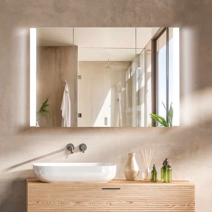 Serra Rectangular Frameless Surface-Mount LED Lighted Bathroom Aluminum Mirror Medicine Cabinet