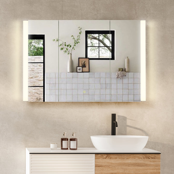 Serra Rectangular Frameless Surface-Mount LED Lighted Bathroom Aluminum Mirror Medicine Cabinet