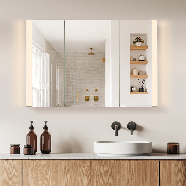 Serra Rectangular Frameless Surface-Mount LED Lighted Bathroom Aluminum Mirror Medicine Cabinet