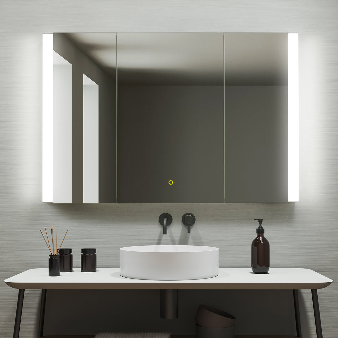 Serra Rectangular Frameless Surface-Mount LED Lighted Bathroom Aluminum Mirror Medicine Cabinet